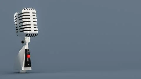 Retro microphone old silver chrome metal Stock Illustration