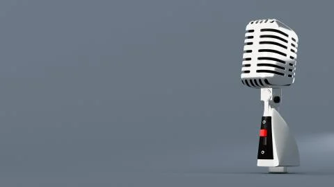Retro microphone old silver chrome metal Stock Illustration