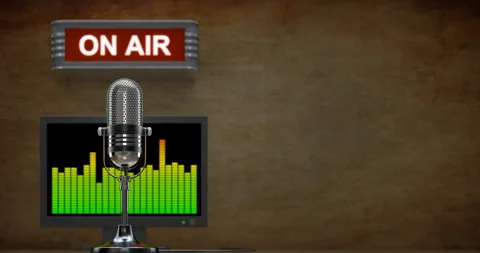 Retro microphone in the old studio Stock Footage 294773170