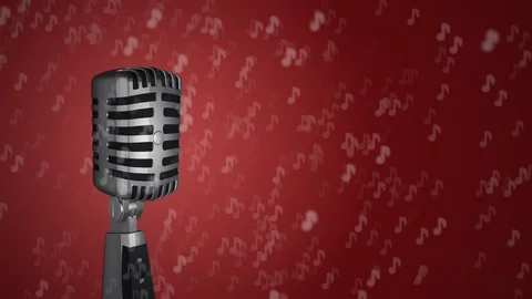 Retro microphone on red background Video stock 121083390