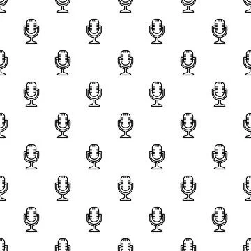 Retro microphone seamless pattern for podcasting and broadcasting Stock Illustration