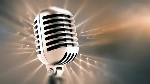 Retro microphone on soft background. 3D illustration Stock Illustration