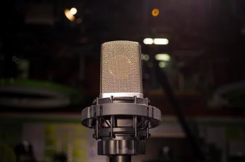 Retro microphone on stage a studio 스톡 사진
