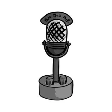 Retro microphone with the word on the air vector illustration sketch doodle h Stock Illustration