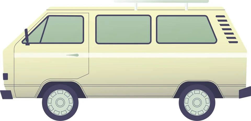 Retro mini van side view. Ilustración de archivo