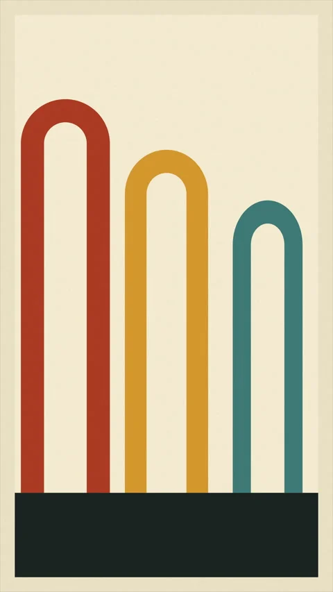 Retro Minimal Colored Arch Columns Vertical Animation Loop Stock Footage 348188913
