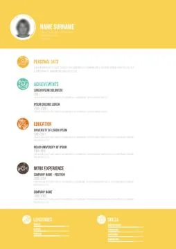 Retro Minimal CV - Vector Illustration -  Resume Template Stock Illustration