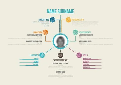 Retro Minimal CV - Vector Illustration -  Resume Template Stock Illustration