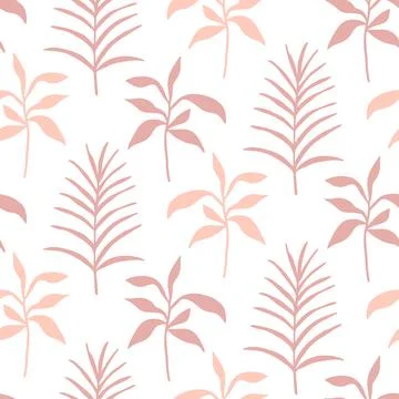 Retro Minimal Foliage Seamless Pattern Botanical Stock Illustration