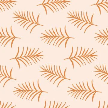 Retro Minimal Foliage Seamless Pattern Botanical Illustrazione stock