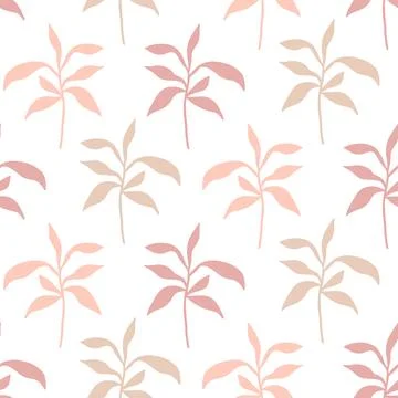 Retro Minimal Foliage Seamless Pattern Botanical Illustrazione stock