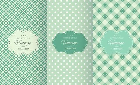 Retro mint and emerald vector seamless patterns Stock Illustration