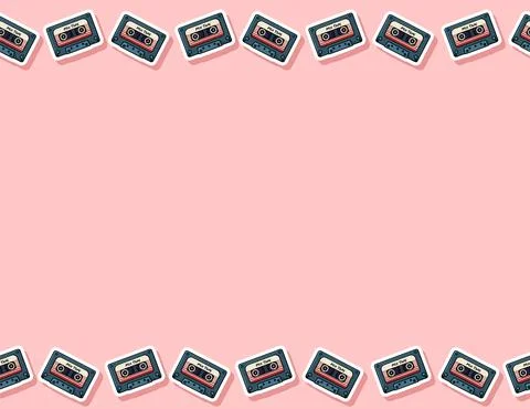 Retro mix tape seamless pattern. Letter format Stock Illustration