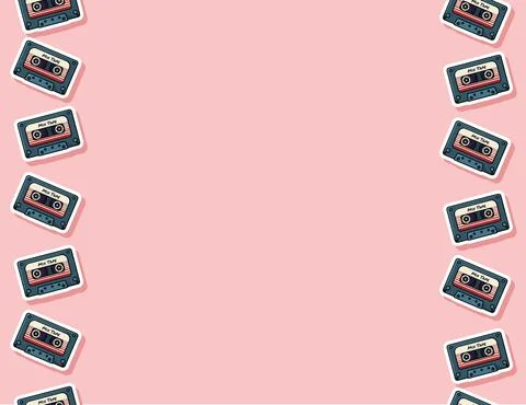 Retro mix tape seamless pattern. Letter format Stock Illustration