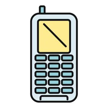 Retro mobile phone drawing symbolizing old technology communication Stock Illustration
