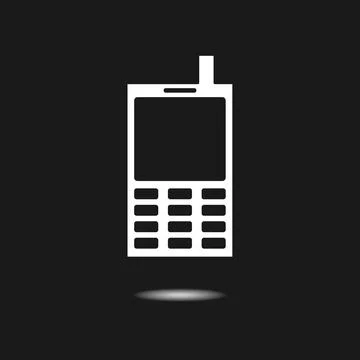 Retro mobile phone flat design icon, isolated on black Stock Illustration