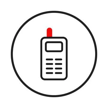 Retro mobile phone icon within a circular frame invoking nostalgia for vint.. Stock Illustration