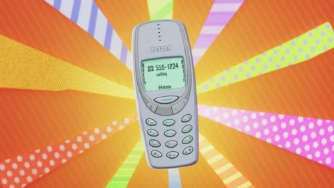 Retro mobile phone ringing 90s inspired Stock Footage 247159378