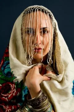 Retro model in old-fashioned wild clothing dancing Stock Photos