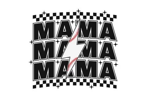 Retro Mom Lightning Bold T-shirt Design Stock Illustration
