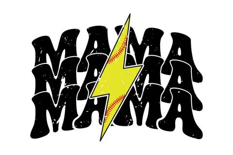 Retro Mom Lightning Bold T-shirt Design Stock Illustration