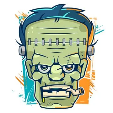 Retro Monster Party style old label Stock Illustration
