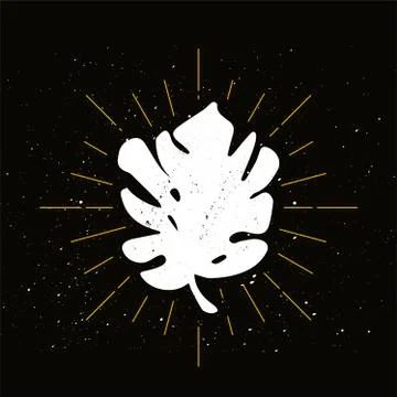 Retro monstera leaf silhouette Stock Illustration