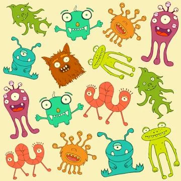 Retro monsters, Stock Illustration