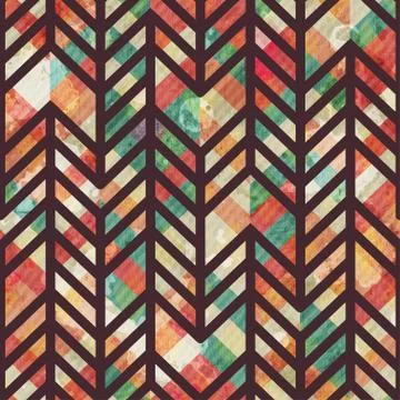 Retro mosaic seamless pattern with grunge effect Stock Illustration