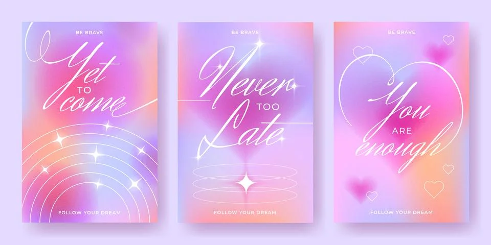 Retro motivation posters with gradient effect Stock Illustration
