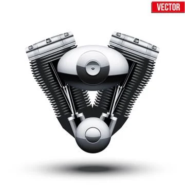 Retro motorcycle engine. Vector Illustration. Illustrazione stock