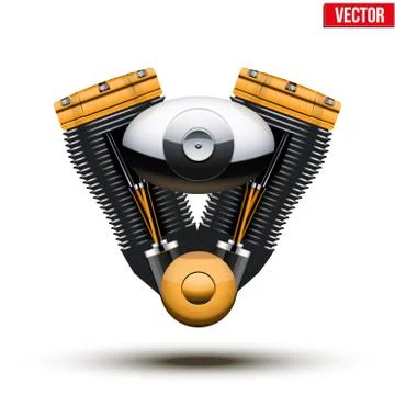 Retro motorcycle engine. Vector Illustration. Illustrazione stock