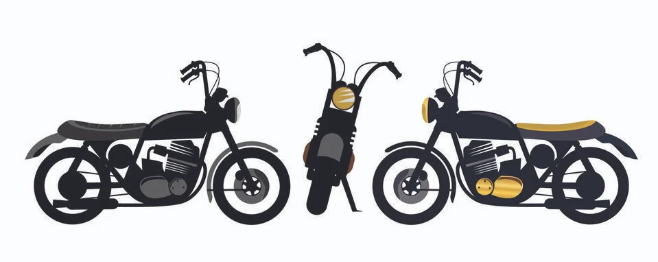 Retro motorcycle logo design vector Stock Illustration