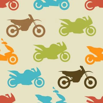 Retro motorcycle seamless pattern Stock Illustration