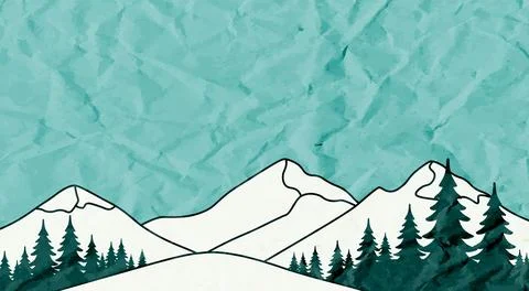 Retro Mountain Landscape with Grunge Texture Stock Illustration