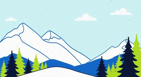 Retro Mountain Landscape with Grunge Texture Stock-Illustration