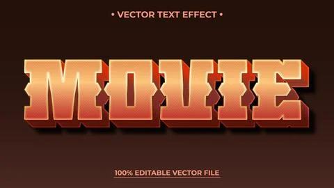 Retro Movie Text Effect with Editable Vector File on Brown Background Illustrazione stock