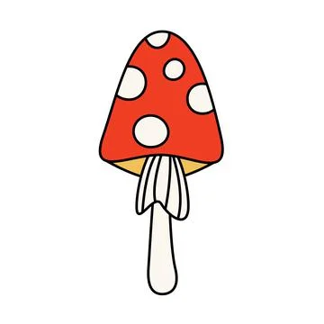 Retro mushroom agaric. Vector isolated illustration. Stock Illustration