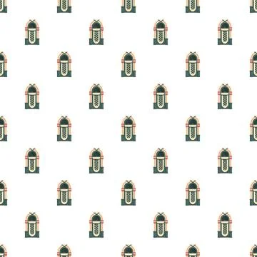 Retro music jukebox pattern repeating white background Stock Illustration