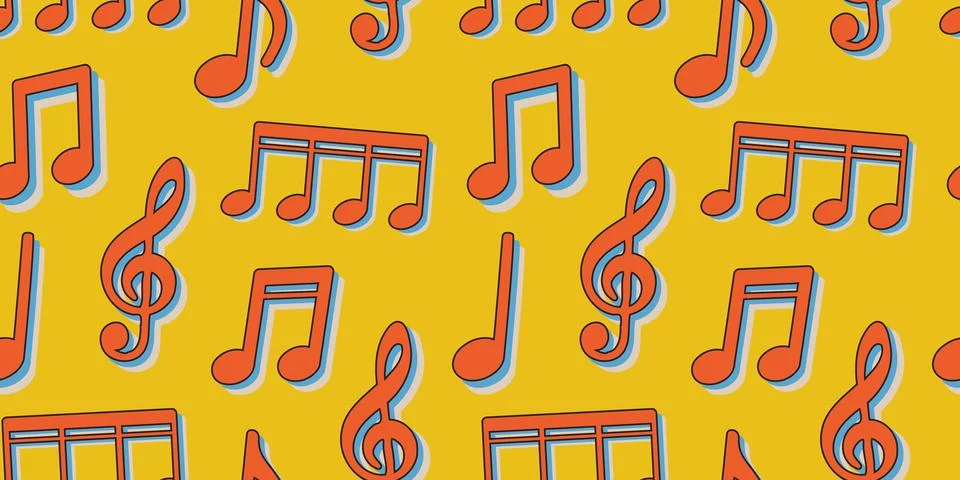 Retro music note seamless vector pattern. Illustrazione stock