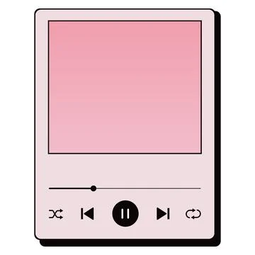 Retro music player interface with pink screen and playback controls Stock Illustration