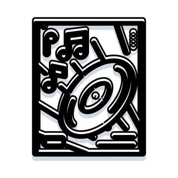 Retro music record deck playing sounds Stock Illustration