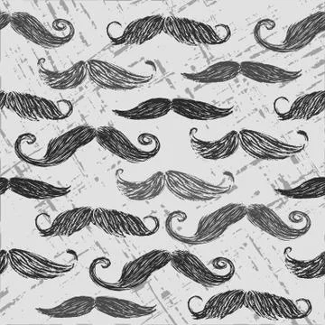 Retro mustache seamless pattern Stock Illustration