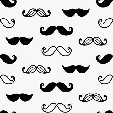 Retro mustache seamless pattern Vintage background Stock Illustration