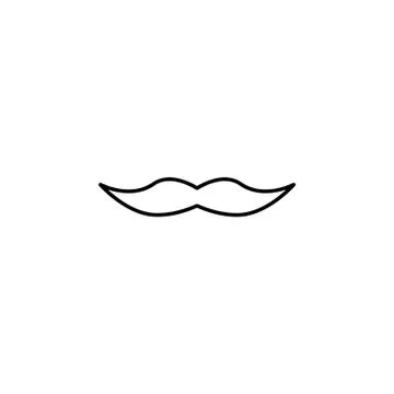 Retro mustache vector line icon black on white background Stock Illustration
