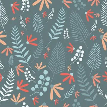 Retro nature seamless repeat pattern design. Stock Illustration