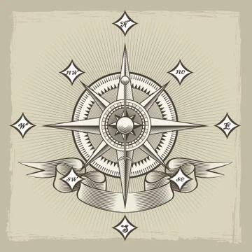 Retro Nautical Compass Rose Stock Illustration