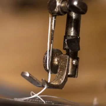 Retro needle machine elements macro view Stock Photos