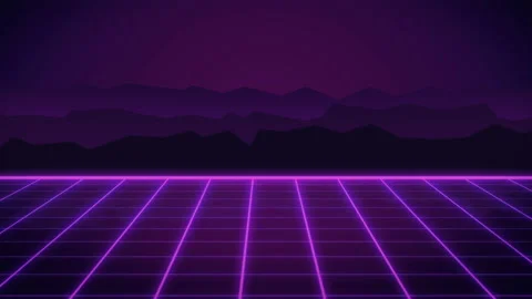 Retro neon background with 80s styled laser grid vintage arcade computer games Video stock 100587816