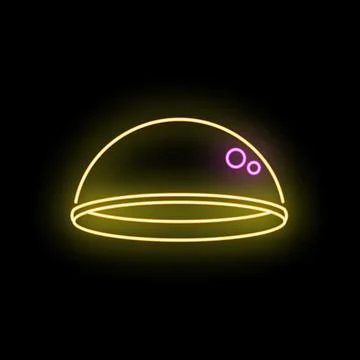 Retro neon chef hat glowing yellow and purple Stock Illustration